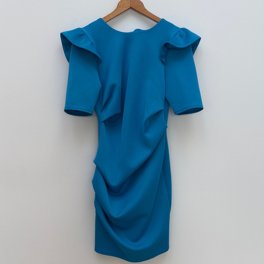 ASOS Vibrant Blue Mini Dress with Ruffle Sleeves - Picture 2 of 4